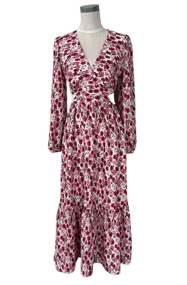 Pink Flambe Foral Print With Waist cut