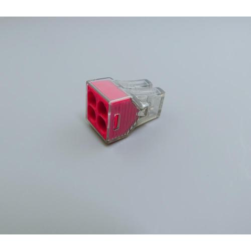 Conector Push Wire 4 Polos Negro Rojo Carcasa