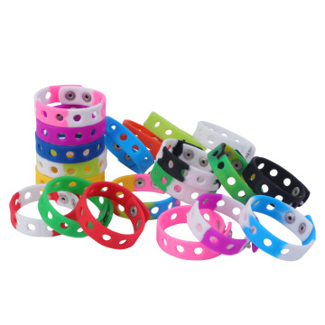 Wholesale Custom Multicolor Soft Rubber Silicone Wristbands with Holes for Shoe Charms