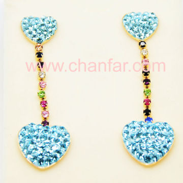 Designer Double Heart Pendant Stud Earrings For Cute Girls