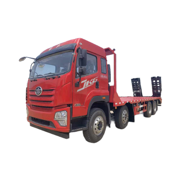 FAW Flatbed Truck Transporting Excavators with Folding Hydraulic Ladder