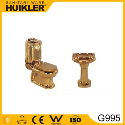 Luxurious G995 Electro-Painted Golden Color Ceramic Two-Piece Toilet