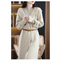 All wool long unbuttoned knit cardigan