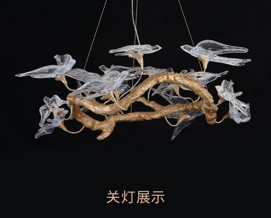 Customized Copper Branch Chandelier - Swallow Birds Hanging Light for Dining and Living Rooms