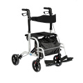 Folding Manual Wheelchair Walker with Seat and Footrest