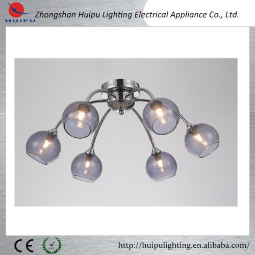 2015 new products light blue glass lampshade and chrome finish metal ceiling lighting