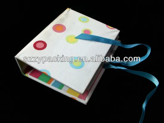 fabric cover photo album with PP pocket and fastened ribbon