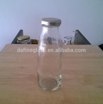 250ml 8.5oz clear milk beverage glass bottle with screw cap