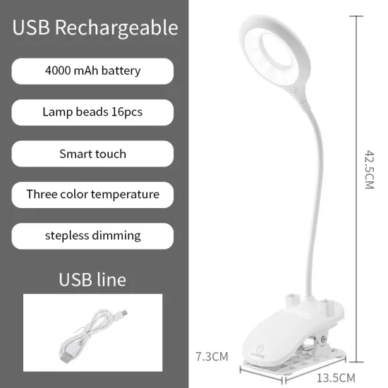 3 Color Stepless Dimmable Touch Foldable Led Desk Lamp
