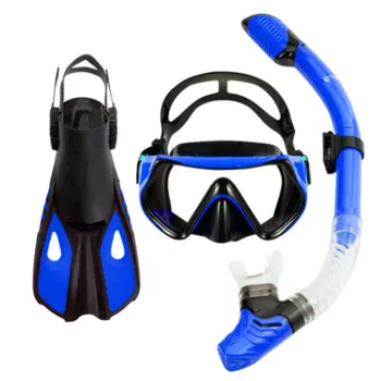 Dry Top Anti-Fog Scuba Diving Mask, Fins, and Snorkel Set with Panoramic View for Adults and Kids
