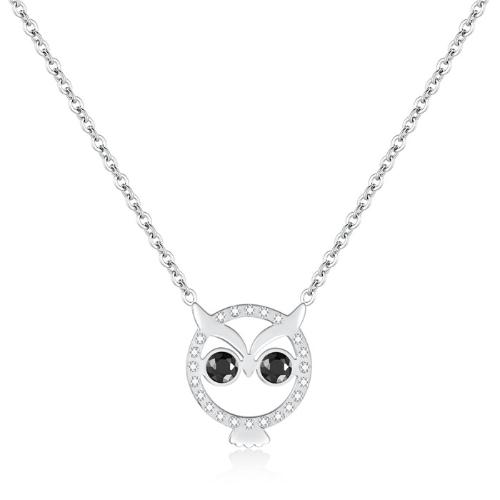 Femmes Hibou Renard Papillon Pendentif Collier Ras Du Cou En Acier Inoxydable CZ Cristal Charmes Amour Animal Bijoux pour les filles dans une Boîte Cadeau