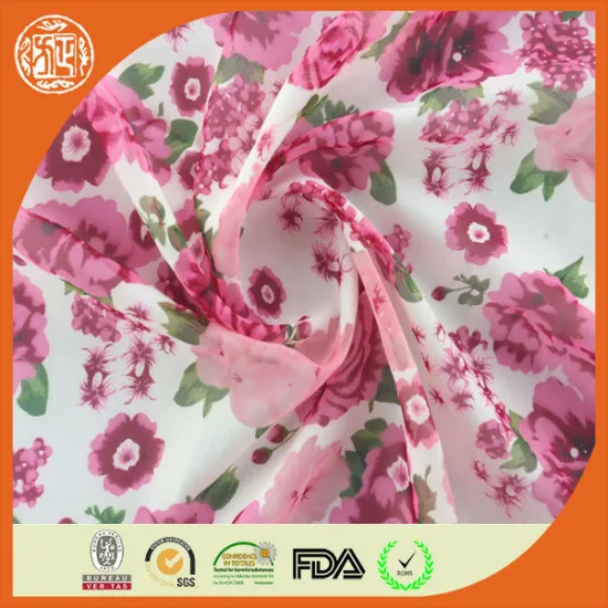 Fashion floral pattern burn out polyester cotton fabric