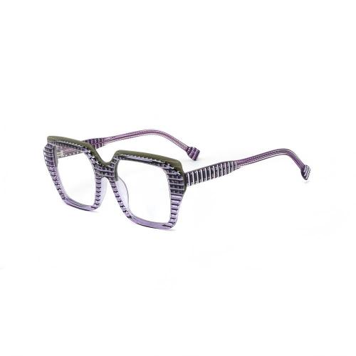 Bold Square Striped Laminate Acetate Optical Frames