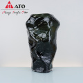 Irregular shaped tabletop bright clear frosted glass vase