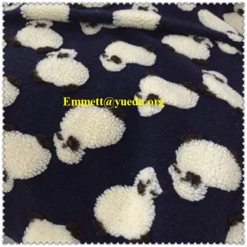 Sheep design jacquard boa fleece fabric