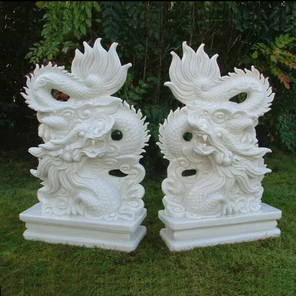 Hebei factory carved white marble stone dragon statue sculpture