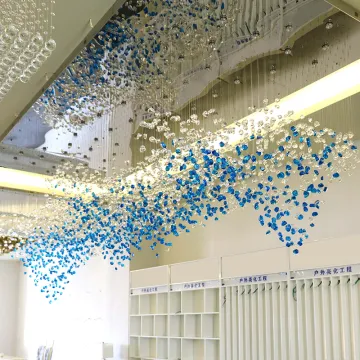 Luxury Art Glass Chandelier: Hotel Building Customized Clear Stone Decorative Pendant Ceiling Lamp