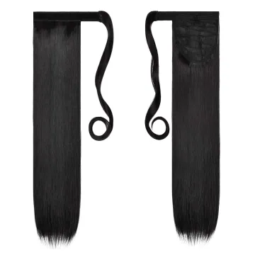 24'' Long Straight Wrap Around Clip In Ponytail Hair Extension Heat Resistant Synthetic Pony Tail