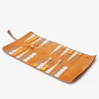 Leather Roll Up Portable Backgammon Set