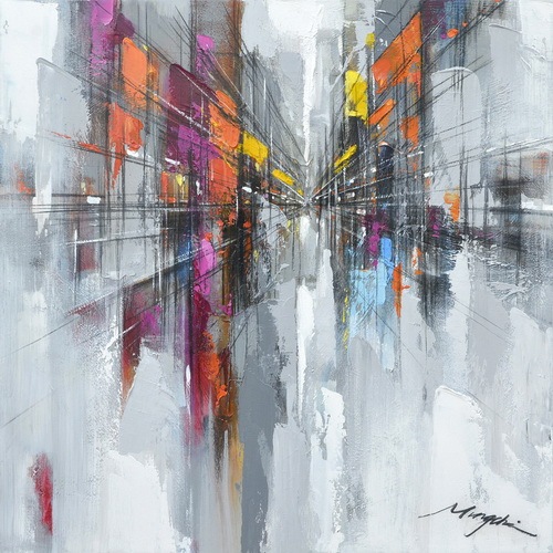 Downtown Streets New York Handmade Oil Painting