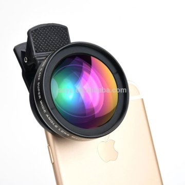 Universal Clip-On 2 in 1 HD Camera Lens Kit 0.45X Super Wide Angle Lens + 12.5X Macro Lens Cell Phone Lens for iPhone 6