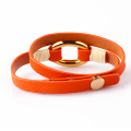 Mode Orange Farbe Echtes Leder Einstellbare Schichten Armreif Mit Benutzerdefiniertem Logo