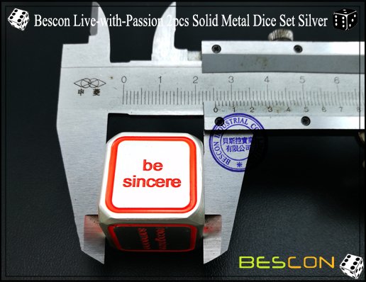 Bescon Live-with-Passion 2pcs Solid Metal Dice Set Silver-6