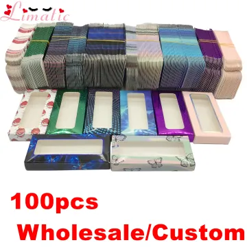 Eyelashes Packaging Box Wholesale Bulk Custom Logo Empty Paper Package Case Mink Lashes New 50/100/200 pcs Butterfly Boxes