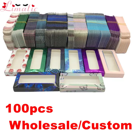 Eyelashes Packaging Box Wholesale Bulk Custom Logo Empty Paper Package Case Mink Lashes New 50/100/200 pcs Butterfly Boxes