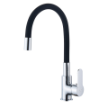New Design 360 Degree Rotating Flexible Chrome Plating Hot and Cold Water Mixer Colorful Black Silica Tube Kitchen Faucet