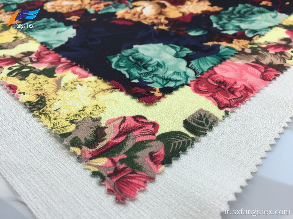 Polyester İngiliz Keten Çiçekli Dijital Baskılı Elbise Kumaşı