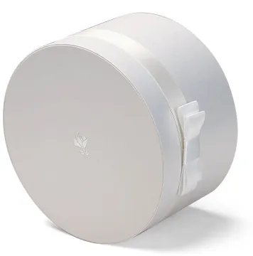 White Round Box with Silver Logo