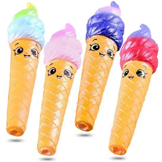 Ice-Cream Model Soft Stationary with Smiling Face Sheath of Pens