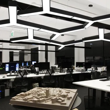 Modern Office Indoor LED Lighting: 90W-220W Hanging Ceiling Lights & Chandeliers