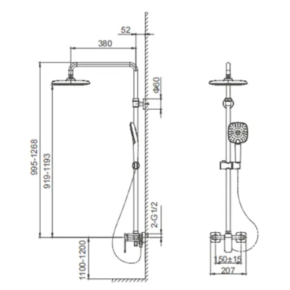 Exposed Shower System with Hand Shower