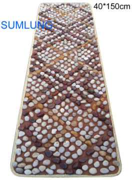 Pebble Foot Massage Mat 40*150mm Plaid Pattern blanket Smooth Colorful Natural Stone