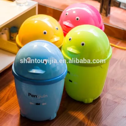Penguin Plastic Trash Bin 11L Colorful Trash Bin