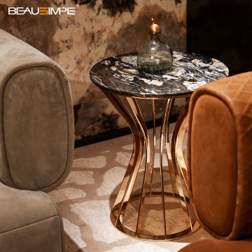Luxe uitschuifbare marmeren salontafel met gouden frame