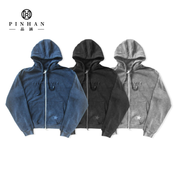 3D ปักดาราสเวตเตอร์ zipper-up สำหรับผู้ชาย