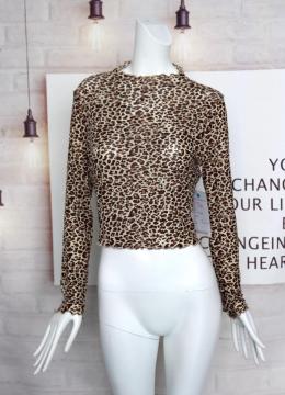 Leopard Print Hot  Drilled Pullover For Ladies