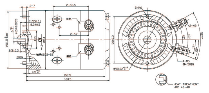 지게차의 경우 12V 1600W DC 모터 OD 114mm N1612