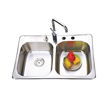 Dasen DS8252B Polished Finish 201/304 Stainless Steel Double Bowl Kitchen Sink