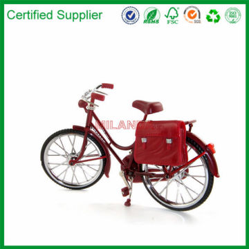 Emulation Nostalgia Lady Red Bicycle Bike With Briefcase Metal models Decoration(M-10929)