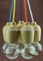 China supplier vintage simple E27 wood pendant lamp with edison bulb