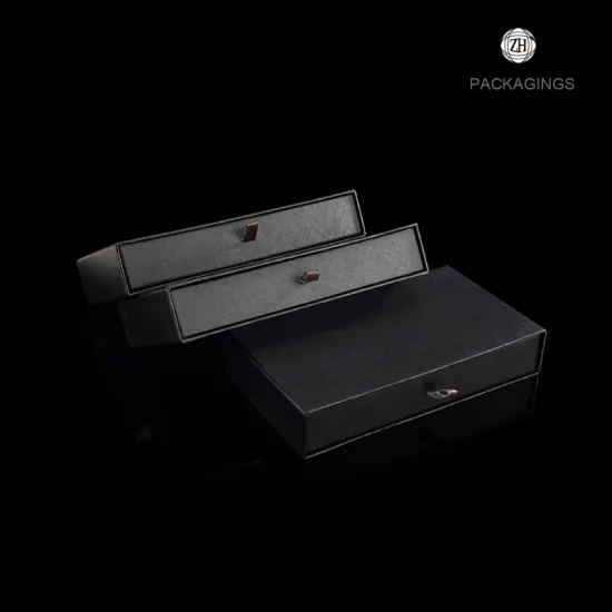High end black drawer sliding packaging box