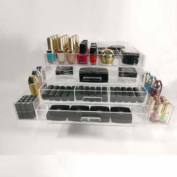 Organizer per trucco cosmetico acrilico con cassetti