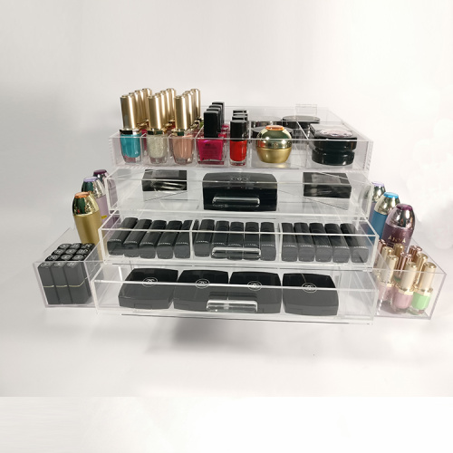 Organizer per trucco cosmetico acrilico con cassetti