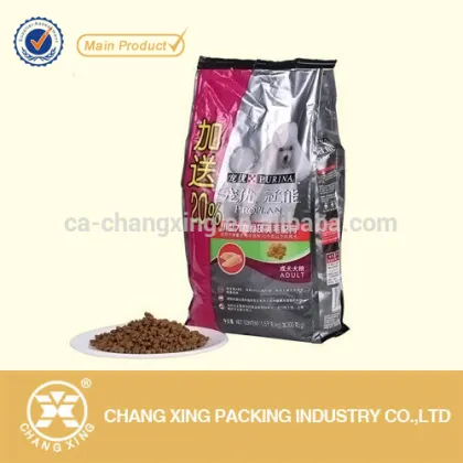 Resealable plastic dog pet food packaging bag/ pup chips packing sachet bag