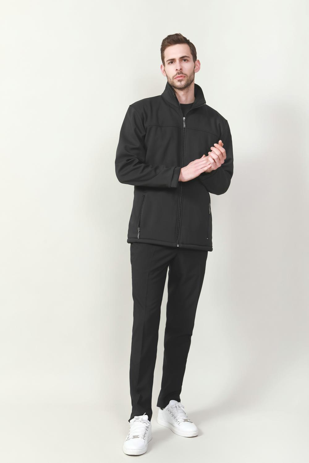 Veste d'ouverture zippée de coquille douce-coquille pour hommes