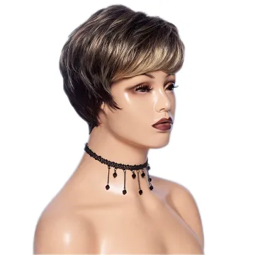 African Wigs Black Women Wholesale Wigs With Bangs Straight Brown Ombre Blonde Ladies Hair Short Synthetic Hair Wigs